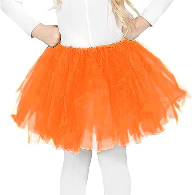 Falda de Fiesta para niñas tutú de Tul para Fiestas de Baile para niñas (código 716) (1pz, Naranja)