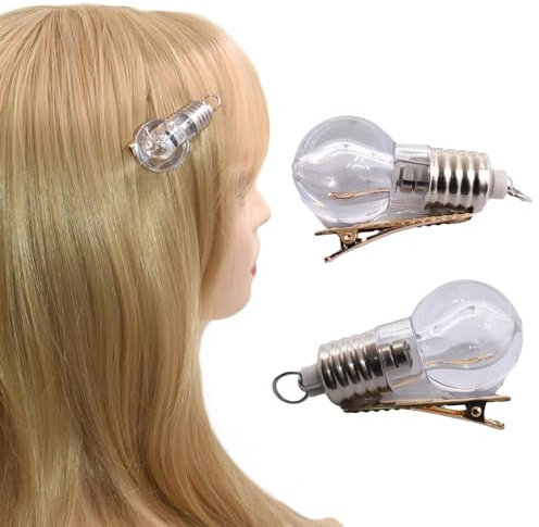 Lustige Haarspangen in Glühbirnenform, aus Acryl, leuchtet im Dunkeln, buntes Licht, Halloween-Haar-Accessoires, 5,1 cm, 4 Stück