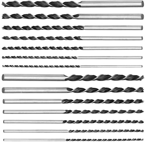 FAAING 14-teilig Holzbohrer Set Lang, Schlangenbohrer Ø 4mm, 5mm, 6mm, 7mm, 8mm, 10mm, 12mm, Schlangenbohrer 30 cm lang, Balkenbohrer, langer Holzspiralbohrer, Langbohrer