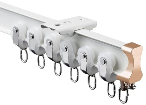 Vorhangschiene Flexibel und Gebogene Deckenschiene Gardinen Schienensystem Decken- Und Wandvorhangschiene Inkl. Befestigungsmaterial Aluminium for Vorhänge(White,6m(19.7ft))
