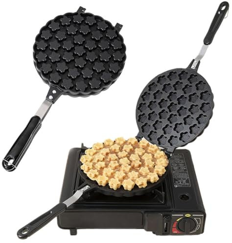 FAcoLL Macchina per Waffle Antiaderente per Waffle a Bolle, Macchina per Ferro da Stiro per Waffle Antiaderente, Piastra per stampi per Dolci riscaldante su Entrambi i Lati con Manico Isolato