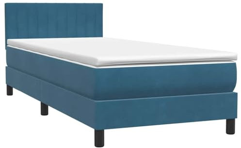 vidaXL Ramsäng med madrass mörkblå 80x220 cm sammet, säng, plattformssäng, panelsäng, sovrumsmöbler, divansäng, enkelsäng, stoppad säng, sammetssäng