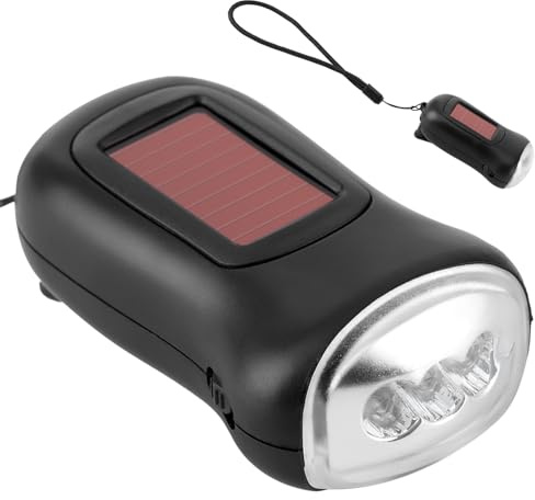 CHICIRIS Lampe de Poche Rechargeable à énergie Solaire, Torche Dynamo d'urgence à LED, Torche Solaire, Rechargeable à énergie Dynamo d'urgence à LED, Manivelle pour