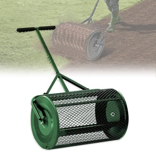 QLSABIA Spandiconcime, spandiconcime per Torba Durevole, spandiconcime Leggero a rulli con Manico a T, spandiconcime per Prati e Giardino, verde-40 cm*60 cm