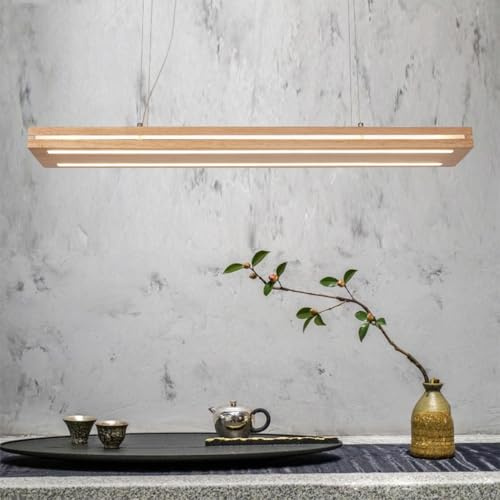 Pendelleuchte Esstisch LED Hängelleuchte Holz Rustikal Dimmbar 50W Mit Den Fernbedienung Pendellampe Höhenverstellbar Moderner Hängellampe Harzleuchter Für Küche Wohnzimmer Büro Cafe Kronleuchter
