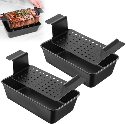Tobeelec 2 Sets Meatloaf Pan with Drain Tray, High-Carbon-Steel Meatloaf Pan with Drain Tray, Nonstick Meat Loaf for Baking, Bread, Cakes, Roasting Meat and More(Black)