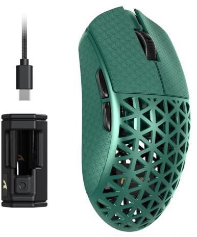 ATTACK SHARK R5 Ultra Ratón Inalámbrico para Juegos De Alta Velocidad Fibra Carbono, Ultraligero 39g, Lija, 2.4G/BT/USB-C, Sensor PAW3950MAX, Tasa De Sondeo Inalámbrica 8KHz, 42KDPI, Win/Mac -Verde