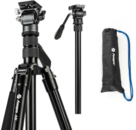 Fotopro Camera Tripod Aluminum Compact Travel Tripod and Monopod with 360° Ball Head Quick Release Plate Professional Camera Tripod for DSLR A4I/A5I (Black, 80inch A5i)