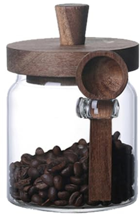 Générique Bocaux En Verre, 400/600 / 900 Ml Stockage Des Aliments Ronds Avec Couvercle Et Cuillère, Boîte À Air Hermétique, Pot De Maçon, Pots De Rangement Au Poivre Pour Salon Bain Sel Épice