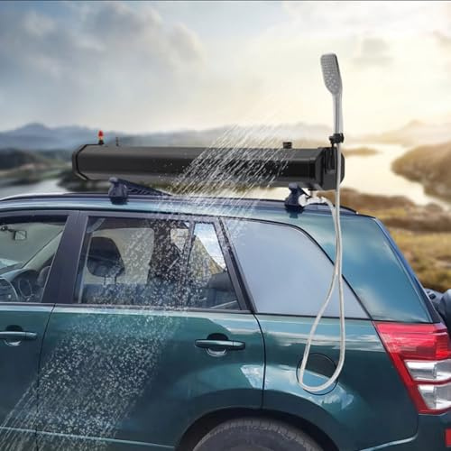 Doccia da Campeggio Serbatoio d'Acqua autopressurizzato per docce, Portapacchi Portatile, 4,7/5,2/7,9 galloni, Viaggio Fuoristrada con Tubo Flessibile, per Veicoli, 30 l/7,93 galloni