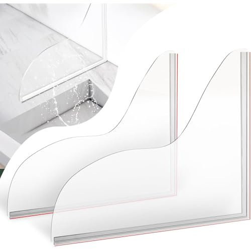 wdsilkbo 2 Pack Shower Splash Guard Kit, Large Bathtub Corner Splash Guards with Adhesive, Waterproof Shower Water Guard to Prevent Water Leaks and Keep Bathroom Dry