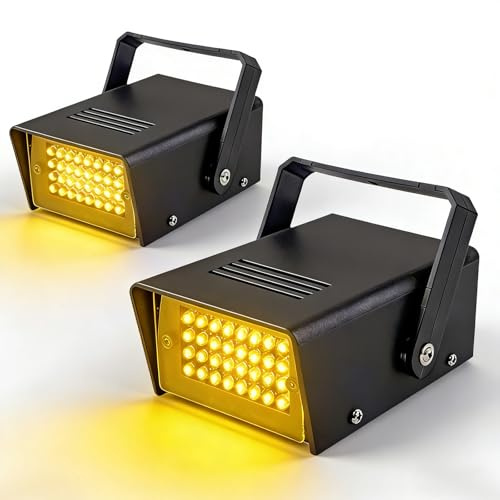 2 Packungen Mini Stroboskop Licht, 32 LED Disco Licht Partylicht Strobe Light, Stroboskope Gelb Blitzlichter für DJ Halloween Karaoke Party in Kleinen Räumen Parties