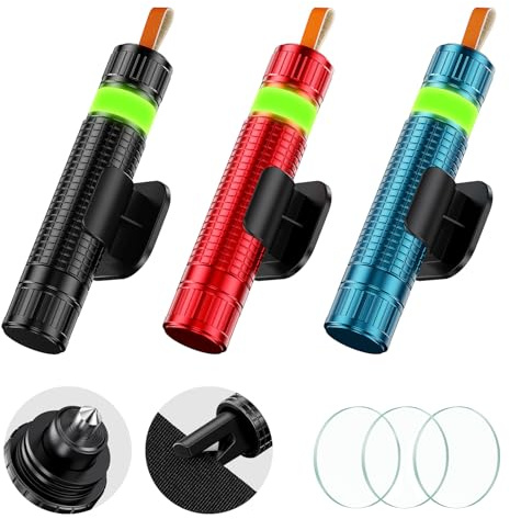 XTTANK 2-in-1 Car Window Breaker, Window Glass Breaker and Seatbelt Cutter, Car Safety Hammer with Luminous Grip, Non-Slip Handle, Emergency Escape Tool for Vehicles & Home (3 PCS)