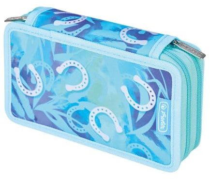 Herlitz Federmäppchen Doppel mit Ausrüstung, Kinder Tasche für Schulutensilien, Funktionelles Utensilien-Set für Schüler, Lucky Horse
