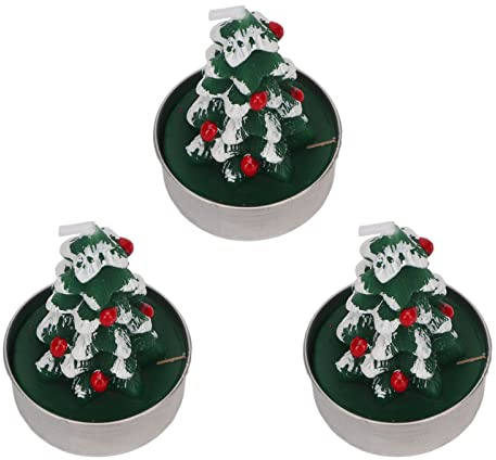 3 candele tealight per albero di Natale - paraffina premium realizzata a mano - delicate candele a forma di albero per decorazioni per la casa e regali di Natale