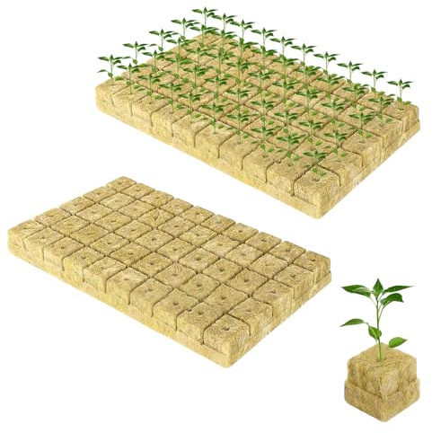 KMQRDZi 100 Holes Rockwool Grow Cubes, Hydroponic Growing Greenhouse Soilless, 2.5 x 2.5 x 2.5 cm Soilless Planting Seedling Mat, for Root Cuttings, Cloning, Propagation, Seeds Germination