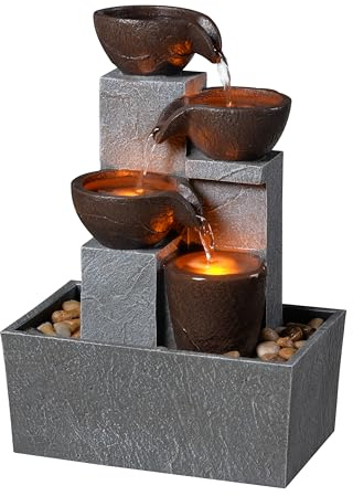 Rytmfluss 13 Inch Tabletop Water Fountain Indoor, Desktop Waterfall Fountain with LED Lights, Indoor Fountain Zen Decor for Home Office Bedroom Meditation Relaxation Desk Decor, Gift for Women and Mom