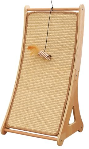 Cat Scratching Pads, Interactive Boredom Relief Cat Toy, Sisal Scratching Ramp with Toy Ball, for Indoor Living Room Play Corner Floor Kittens Puppy Rabbits