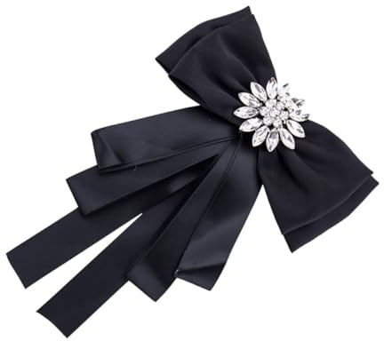 Alipis Schwarze Blumenbrosche aus Legierung und Stoff Elegante Schleifen Brustnadel für Damenhemd Dekoratives Schmuckstück für Party und Bankett