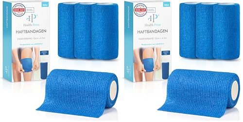 Health Press Selbstklebender Verband – 4 Bandagen Rollen (10cm x 4,5m) – Pflaster Rolle Verbandsmaterial – Elastische Bandage – Haftbandage selbstklebend (Packung mit 2)