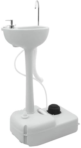 Teenpull Lavamani da campeggio, grigio, in polietilene ad alta densità, 50,5 x 33 x 103 cm, portatile, leggero, per esterni, campeggio, trekking e picnic, pratica soluzione igienica