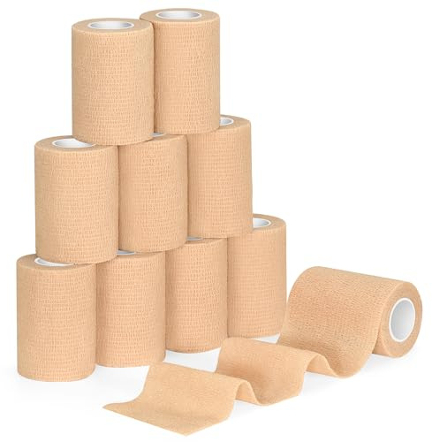Benda Elastica Coesiva Bendaggio Adesiva Coesiva Nastro Bendaggio Sportivo Non Tessuto Garza Autoadesiva Bende Nastro 7,5cm ×4,5m (Beige)