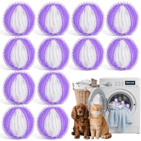 12PCS Pet Hair Remover for Laundry,Laundry Balls,Reusable Lint Catcher Washing Machines Animal Fur Clothes Hamper Hair Remover for Laundry Bedding Clothes