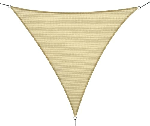 Outsunny Voile d'ombrage Triangulaire Grande Taille 4 x 4 x 4 m polyéthylène Haute densité résistant aux UV Coloris Sable