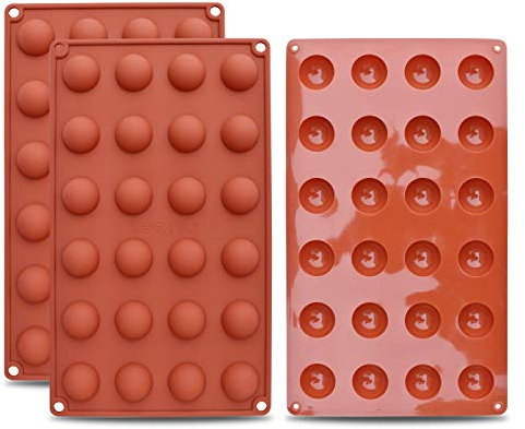 homEdge Mini 24-Cavity Semi Sphere Silikonform, 3 Packungen Backform zur Herstellung von Schokolade, Kuchen, Gelee, Dome Mousse