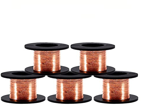 VOBOR 0,1Mm Emaillierter Kupferdraht Wickeldraht Kupferdraht Isoliert Magnet Drah Elektrischer Draht Kabel Kit Kupferwickeldraht(5 Stück)
