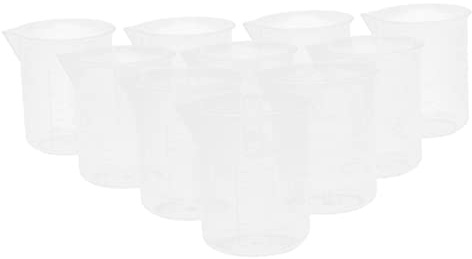 Milageto 10Pcs Clear Plastic Measuring Cup Jug Beaker 50-250ml, Clear, 50ml