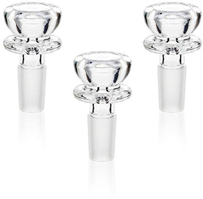 REAMIC Bong Bowl 14.5mm Male Glass Joint Thick Glass Ash Catcher for Smoking Bongs (3-Pcs)