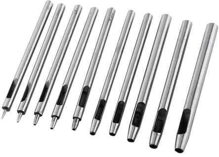 Oumefar 10 Pièces Emporte Pièce Cuir, Poinçon Creux en Acier Allié pour Maroquinerie et Travail à la Main