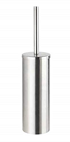 WENKO WC-Garnitur Mod. Orea Matt, freistehender Bürstenhalter mit WC-Bürste und herausnehmbarem Innenbehälter, geschlossene WC-Bürstengarnitur aus rostfreiem, satiniertem Edelstahl, Ø 9 x 40,5 cm