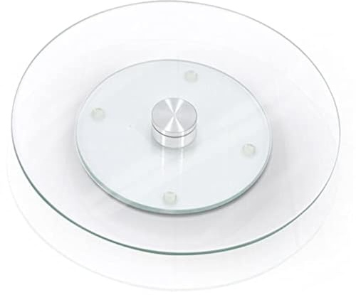 GLOW Lazy Susan Glass Turntable – Elegant Tempered Glass Serving Tray Revolves 360Deg – Rotating Board Plate Dish Table Centrepiece Serve Cakes Cheese Snacks Home Restaurant Dining Xmas Birthday Party