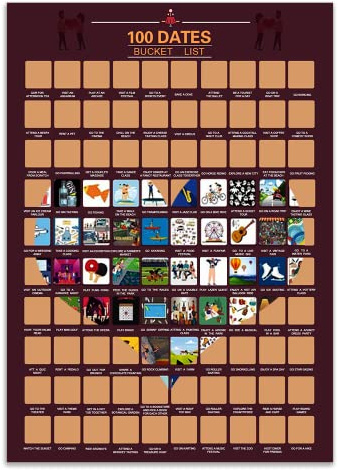 VOHESEA 100 poster da grattare per coppie, lista dei 100 appuntamenti per coppie, lista dei desideri per coppie, poster con stampa a colori, idee per San Valentino, carta da parati fotografica