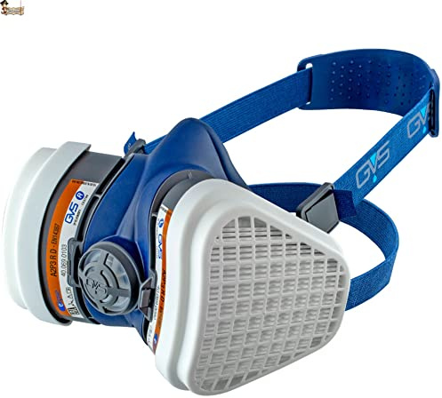 BricoLoco.com Masque de protection avec filtre combiné A2P3 contre les particules de poussière et les vapeurs Travail professionnel anti-poussière phytosanitaires peinture (masque avec 2 filtres)