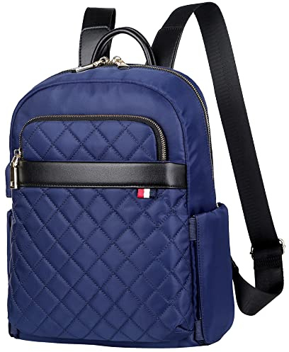 Nordace Ellie Mini mochila para mujer con puerto de carga USB, resistente al agua, mini mochila diaria para universidad, trabajo, escuela, Azul/Patchwork, Mini, Mochilas de viaje