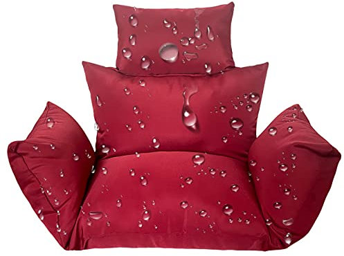 SRHMYWGY Hängen Egg Hängesessel Kissen Schaukel Sitzkissen Wasserdicht Thick Nest Hängeschaukel Hängekorb Sitzkissen mit zurück und Kopfstütze für Garten Polster Auflage (kein Swing Chair) (Burgundy)