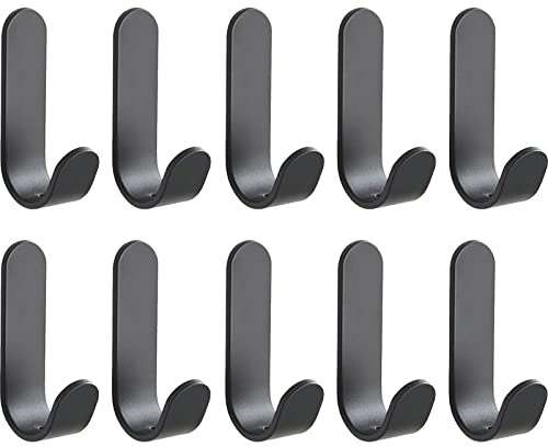 mellystore Klebehaken Edelstahl 10 Stück Haken Selbstklebend Handtuchhaken Badezimmer Stark Ohne Bohren Wandhaken für Küche Bad Wohnzimmer (Schwarz)