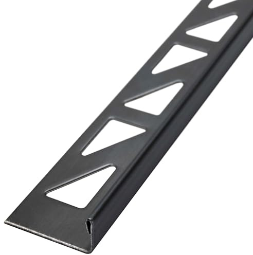 Dalsys Fliesenschiene 2,5m x 10mm Schwarz gebürstet | Winkelprofil Edelstahl, als Fliesenabschlussprofil, L-Profil für saubere Kanten, hochwertige Fliesen Abschlussleiste