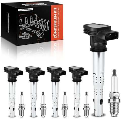 Frankberg 5x Zündspule + 1x Zündkerzen | Kompatibel mit Altea XL 5P5 5P8, T.o.u.r.a.n 1T1 1T2, Golf Plus 521 5M1, O.c.t.a.v.i.a II 1Z3, TT 8J3