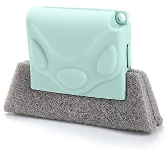 Ranura para cepillo de limpieza de ventana Ranura de limpieza rápida Esquinas Limpieza de trapos Estropajos Hogar Puerta corredera Herramientas de limpieza (Color: Verde