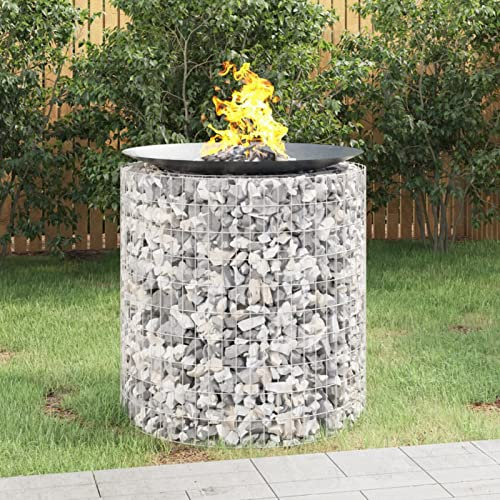 Homgoday Foyer en Gabion Rond 100x100cm - Décoration Jardin et Barbecue - Matériau Fer Galvanisé