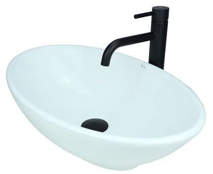 GTM Design Aufsatzwaschbecken Glanz Modern Waschbecken ohne Hahnloch - Elegant Aufsatzwaschbecken Oval für Badezimmer und Gäste WC - nur Bad Waschbecken - Modell 6