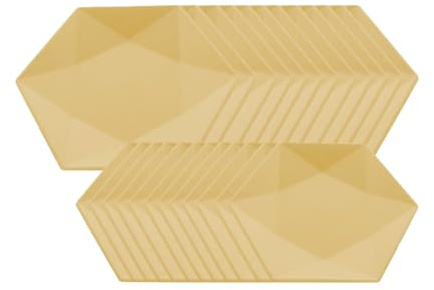 Platos Desechables - 48 platos hexagonales - 24 platos de 26 cm y 24 platos de 21 cm - Fabricado con Caña de Azúcar - Color: Amarillo - Aktual