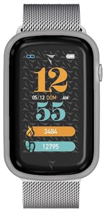 Techmade Smartwatch Steps - Fitness Tracker compatto con frequenza cardiaca e monitoraggio del sonno, impermeabile IP68, touch screen da 1,45, Bluetooth 5.0, argento