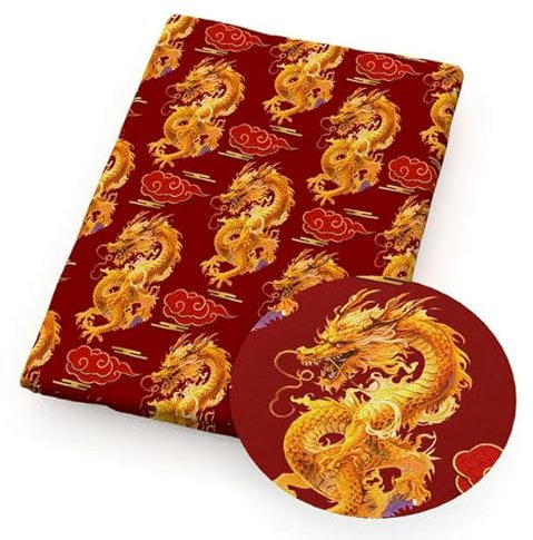 HOCEDO 50x145cm Nachahmung Stickerei Drachen Gedruckt Polyester Reine Baumwolle Patchwork Nähen Quilt Stoffe Handarbeiten