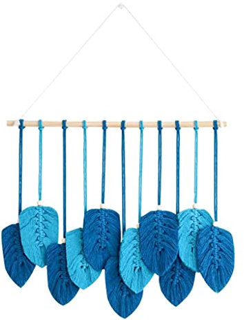 Uqezagpa Handgewebter Wandteppich in Blattform, Kunst, gewebtes Baumwollseil, Anhänger, Ornament für Zuhause, Schlafzimmer, Wohnzimmer, Dekoration, Tapisserie, groß