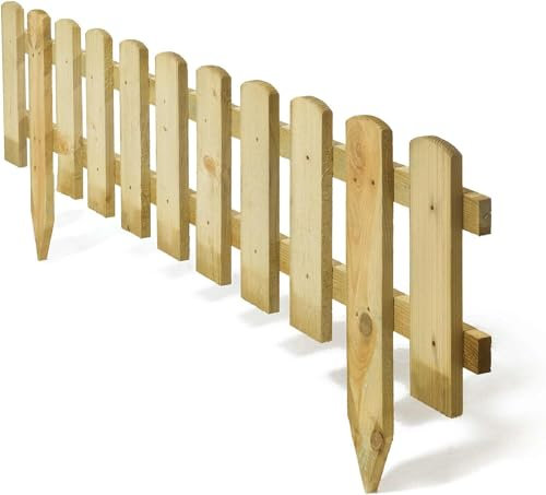 PaMeer Wooden Garden & Lawn Edging Fences, Durable, Border Edging, Picket Fence Panels, Horizontal Log, Easy-to-Install (1.2x0.45M)